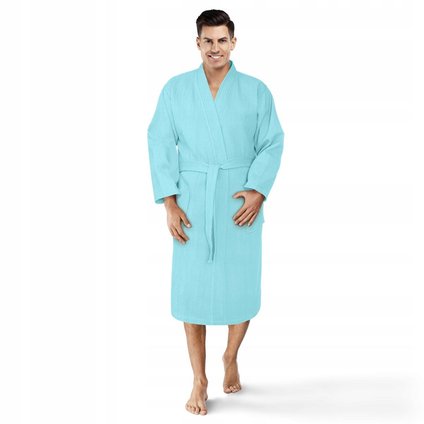 Szlafrok Kimono Gofer Bawełniany Unisex S/M Mięta