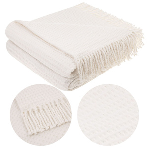 Blanket 150 x 200 Cotton-Acrylic Check Cream