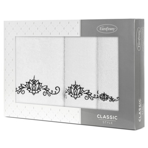 Komplet Ręczników 3szt. Liliana 380 Biały+Czarny