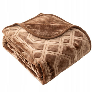 Blanket 160 x 200 Acrylic Stamped Vito Brown