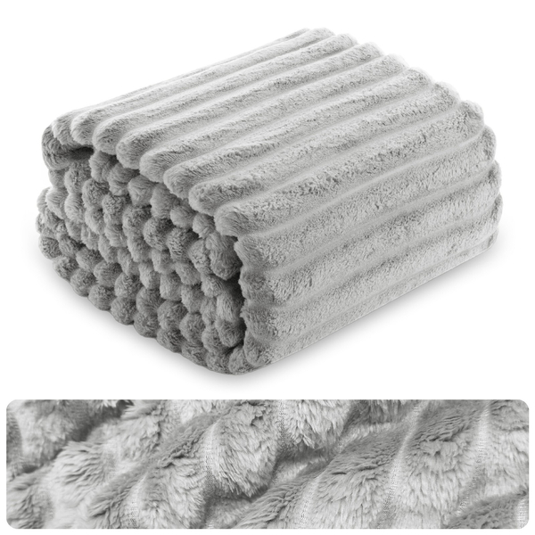 Koc 200 x 220 Mikrofibra Tłoczona Pasy Nuvio 02