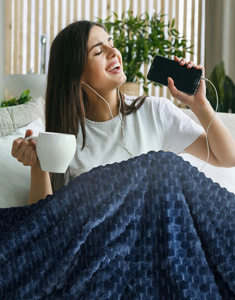 Blanket 200 x 220 Microfiber Design Cindy6 Navy Blue