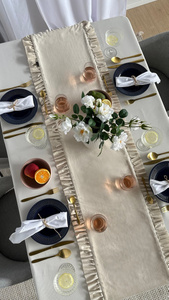 Table Runner 40 x 180 Decorative with Ruffles Ligia 02