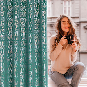 Ready-made Curtain 140 x 250 Laura Turquoise+Golden Splendor