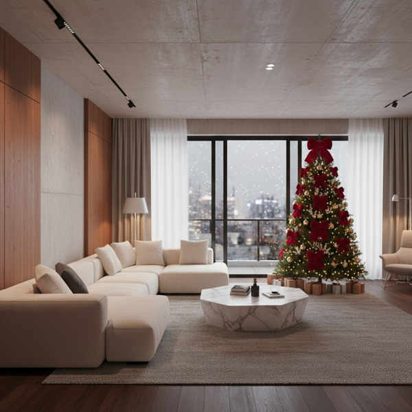 20 x 20 Christmas Velour Holly Bow 01 Card