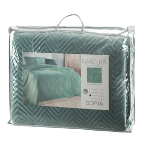 Sofia Mint Decorative Velour Bedspread 230 x 260