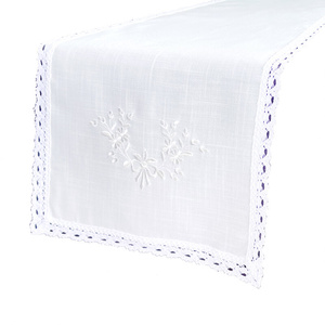 Table runner 60 x 120 Decorative Embroidery pattern 052 White