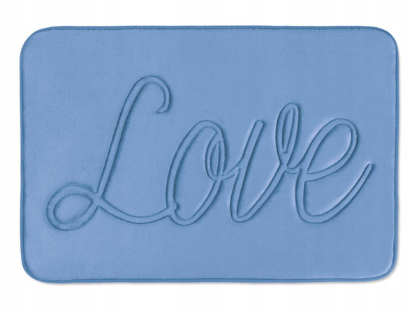 45 x 70 Bathroom Rug Velour Love Blue