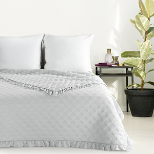 Quilted Bedspread 200 x 220 with Ruffle Vanesa Silver