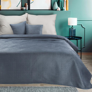 200 x 220 Quilted Velvet Luiz5 Graphite Bedspread