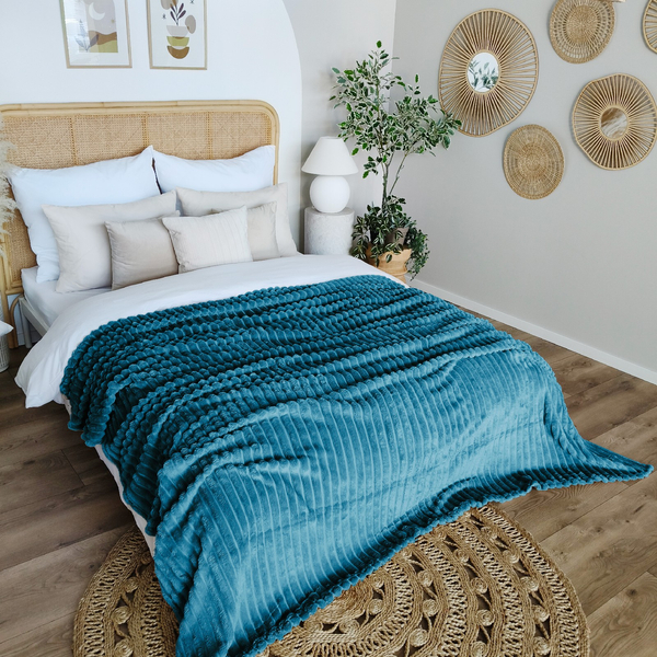 Blanket 200 x 220 Microfiber Stamped Stripes Nuvio 11