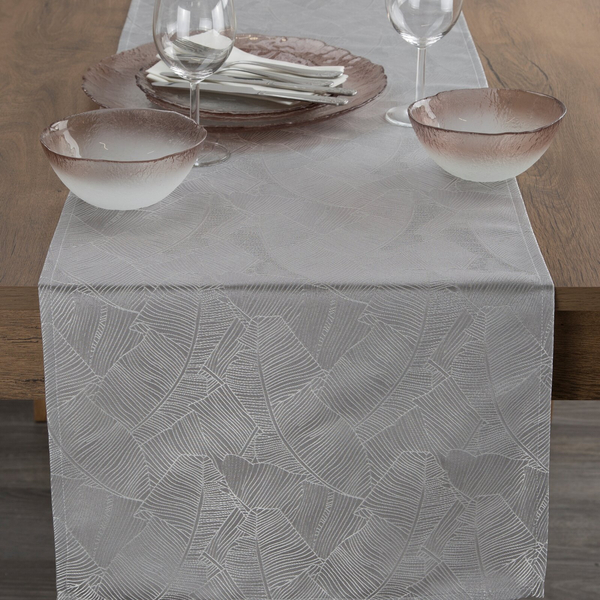 Bieznik 40 x 140 Dekoracyjny Żakardowy Isla Srebrny