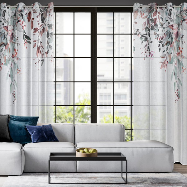 Zasłona 140 x 260 Dekoracyjna 2 szt Meg Biały+Ziel