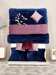 Bedding 220 x 200 3pc Microfiber Teddy Bear Cozy Navy Blue