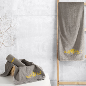 Towel Set 3pcs. Liliana 380 Steel+Mustard