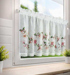 Firana 60 x 150 Dekoracyjna Gotowa Ari Tunel Biały+Róż