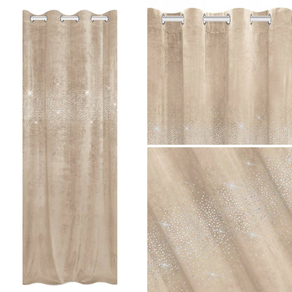 Zasłona 140 x 250 Dekoracyjna Welur Shiny Beż