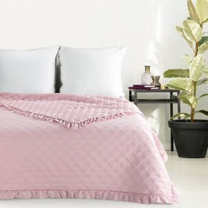 Quilted Bedspread 220 x 240 Frill Vanesa Powder Pink