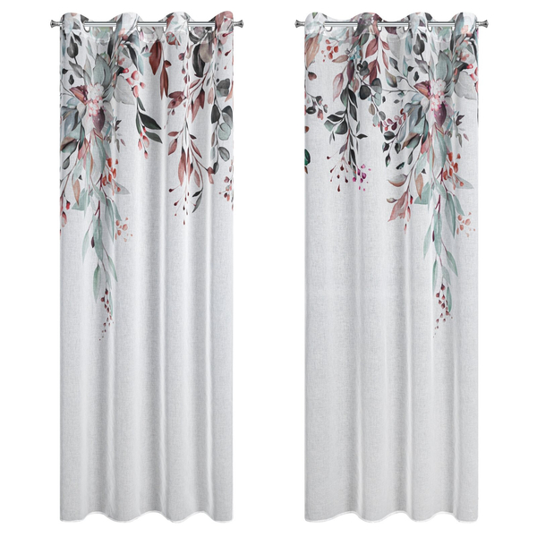 Zasłona 140 x 260 Dekoracyjna 2 szt Meg Biały+Ziel