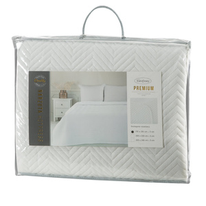 Bedspread 200 x 220 Quilted Linen3 White