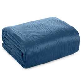 170 x 210 Quilted Velvet Bedspread Luiz4 Navy Blue