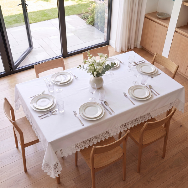 Obrus 100x140 Plamoodporny z Gipiurą Elia Biel 01
