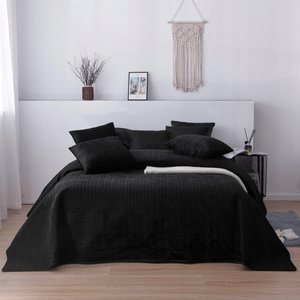 200 x 220 Quilted Velvet Moxie Bedspread Black