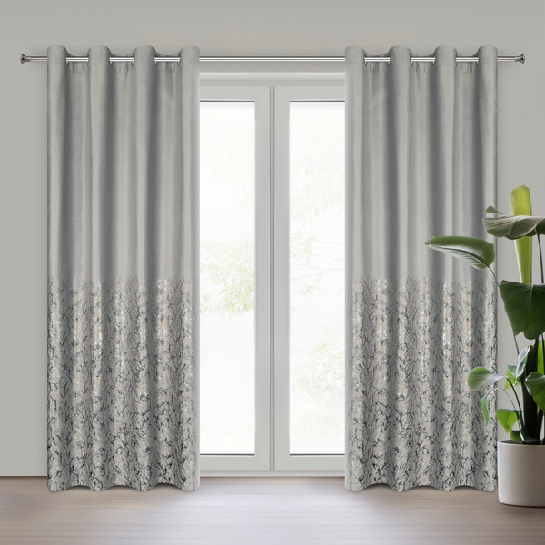 Zasłona 140 x 250 Welwet Przelotki Tori Srebrny