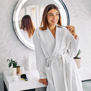 Gofer Cotton Unisex Bathrobe Vizzy M 01 White