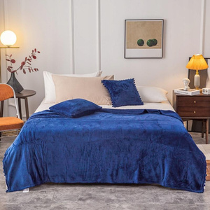 Blanket 150 x 200 Microfiber Pompie Pompoms Navy Blue