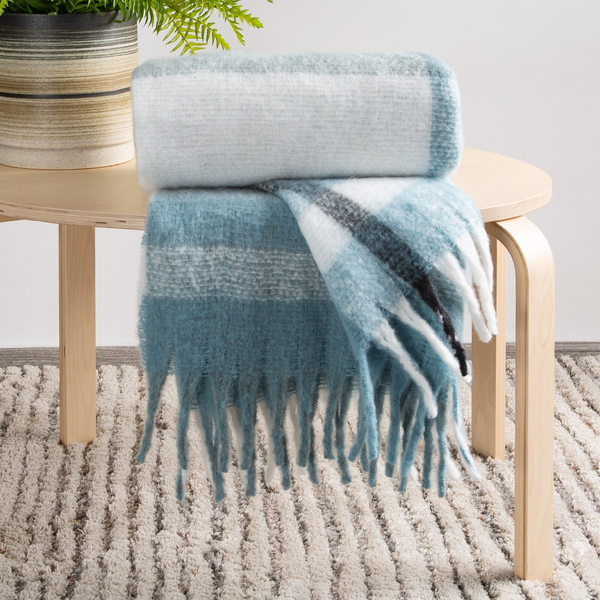 Mohair Blanket 130 x 170 with Fringes Mohair 5 Nieb+B