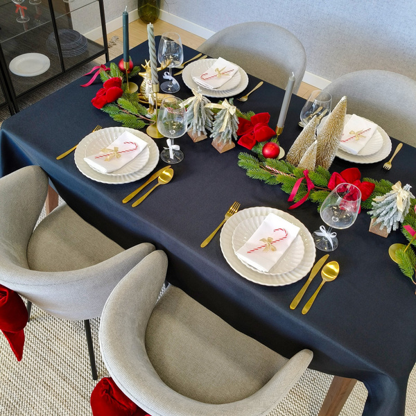 Obrus 140x450 Plamoodporny Klasyczny Elegant Czerń