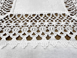 Stain-Resistant Tablecloth 150 x 400 with Lace 2017 White