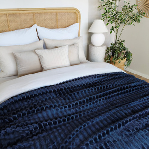 Blanket 160 x 200 Microfiber Stamped Stripes Nuvio 09