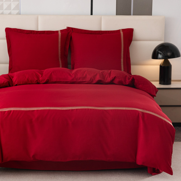 Pościel 200 x 220 3cz Gładka Z Haftem Lumera 07