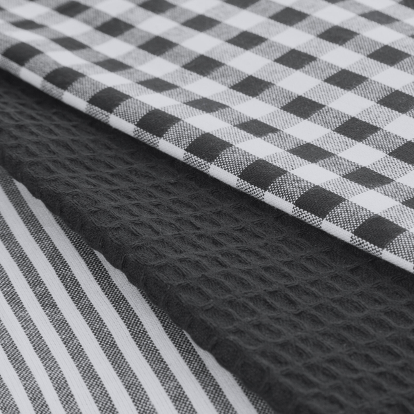 Set of 3 Cloths 50 x 70 Cotton Lucy Steel