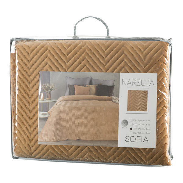 Narzuta 220 x 240 Dekoracyjna Welurowa Sofia Miód