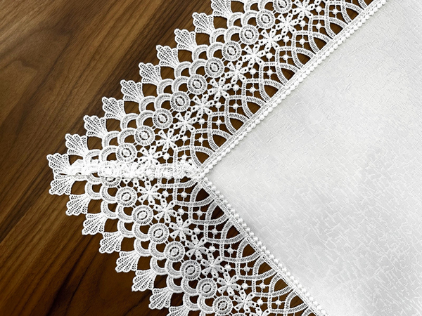 Stain-Resistant Tablecloth 150 x 280 with Lace 2017 White