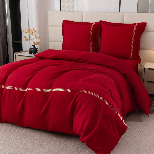 Pościel 200 x 220 3cz Gładka Z Haftem Lumera 07