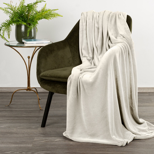 Koc 150 x 200 Mikrofibra Clarissa Jednolity Krem