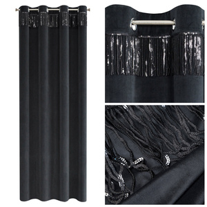 Velvet Jasper Curtain 140 x 250 Pinstripe Black