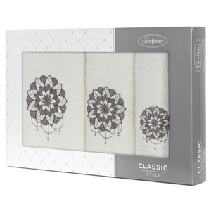 Towel Set 3pcs. Lotus 380 Cream+Graphite