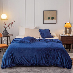 Blanket 150 x 200 Microfiber Frill Ruffly Navy Blue