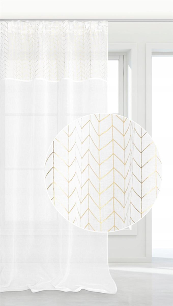 Firana 140 x 270 Dekoracyjna Nord Taśma Biały