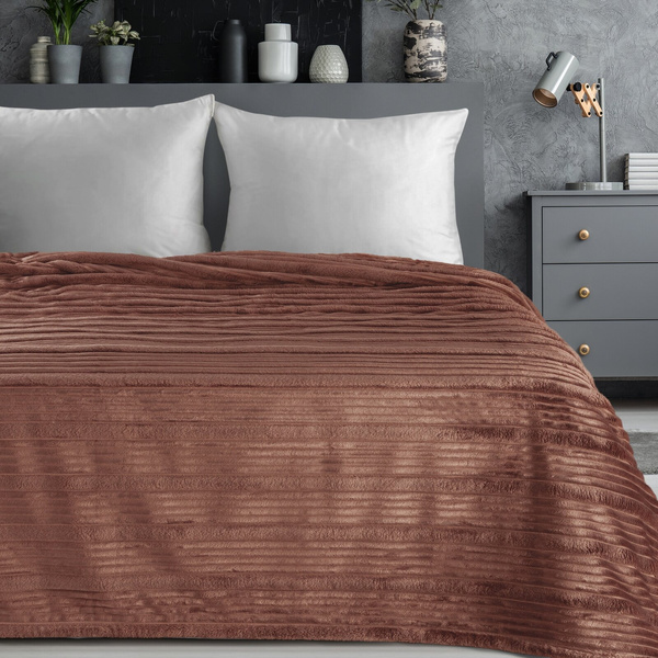 Koc 150 x 200 Flanelowy Tłoczony Nina Mocha
