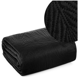170 x 210 Quilted Velvet Luiz4 Black Bedspread