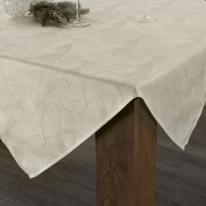 140 x 260 Decorative Jacquard Tablecloth Isla Cream