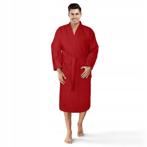 Kimono Robe Gofer Cotton Unisex XS Red