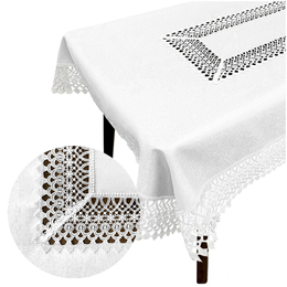 Stain-Resistant Tablecloth 150 x 280 with Lace 2017 White