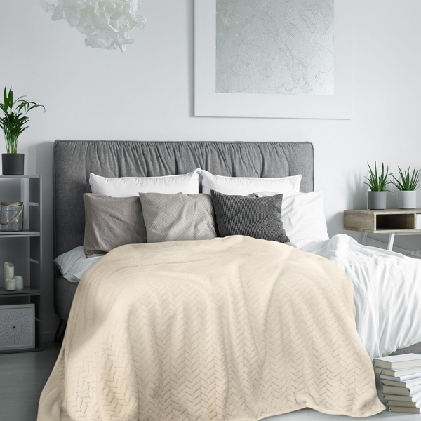 Koc 220 x 200 Mikrofibra Design Cindy Beż